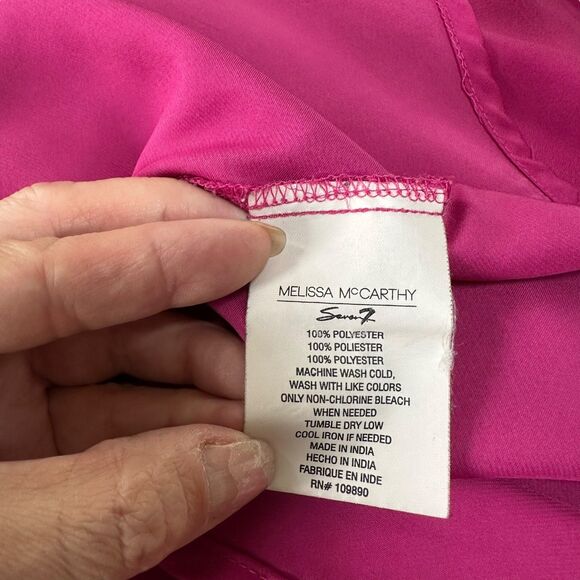 Melissa McCarthy Seven7 Magenta V-Neck Button Up Blouse Size 1X - Picture 11 of 12
